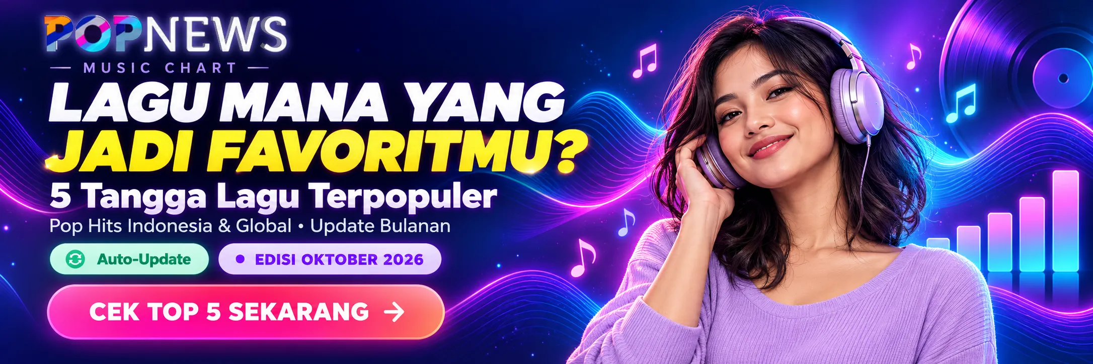Popnews Music Chart - Lagu Mana Yang Jadi Favoritmu? 5 Tangga Lagu Terpopuler